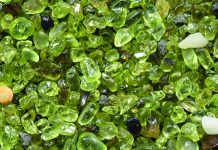 large bunch of olivine crystals known as Hawaiian gemstones