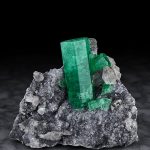 Emerald on calcite from Coscuez Mine