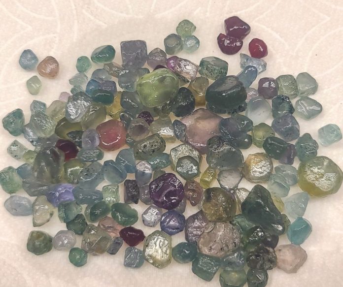 raw montana sapphires of varying colors