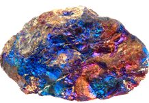 chalcopyrite mineral isolated on the white background