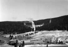 visiting Yellowstone often included a visit to the Geyser Baths swimming pool