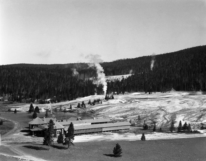 visiting Yellowstone often included a visit to the Geyser Baths swimming pool