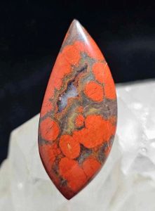 teardrop shaped morgan hill poppy jasper cabochon