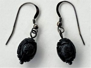 carved jet stone earrings