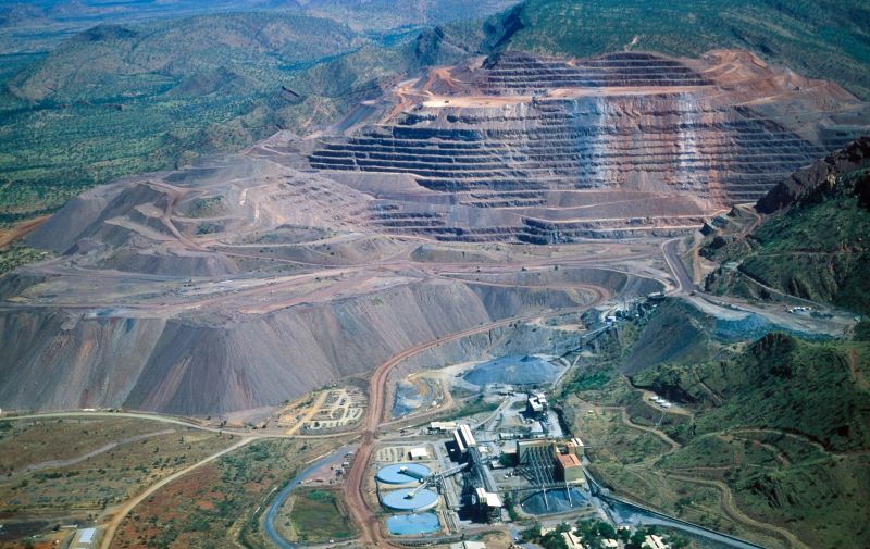 diamond mine from above where damage to the environment can be seen