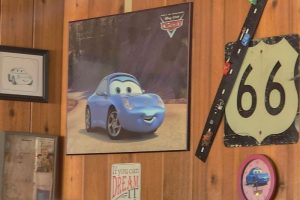 movie memorabilia from Cars movie inside the rock cafe oklahoma